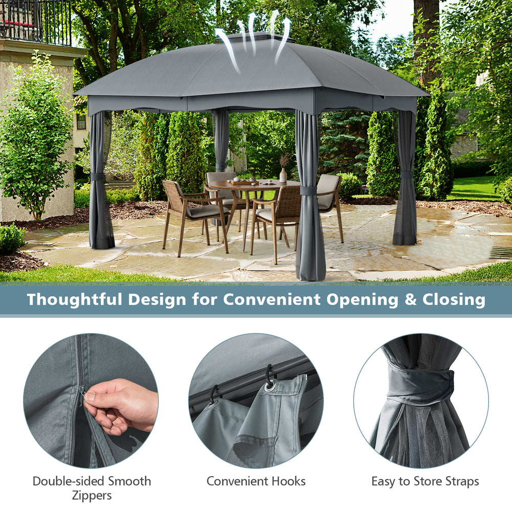 Costway Gazebo Canopy 12 x 10 Ft Heavy Duty Steel Double Vented New