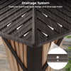 Close-up of the double-roof patio gazebo's galvanized steel roof with drainage holes, designed for weather resistance.