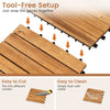 Acacia wood interlocking deck tiles with waterproof design, easy to cut and clean, perfect for outdoor patio use.