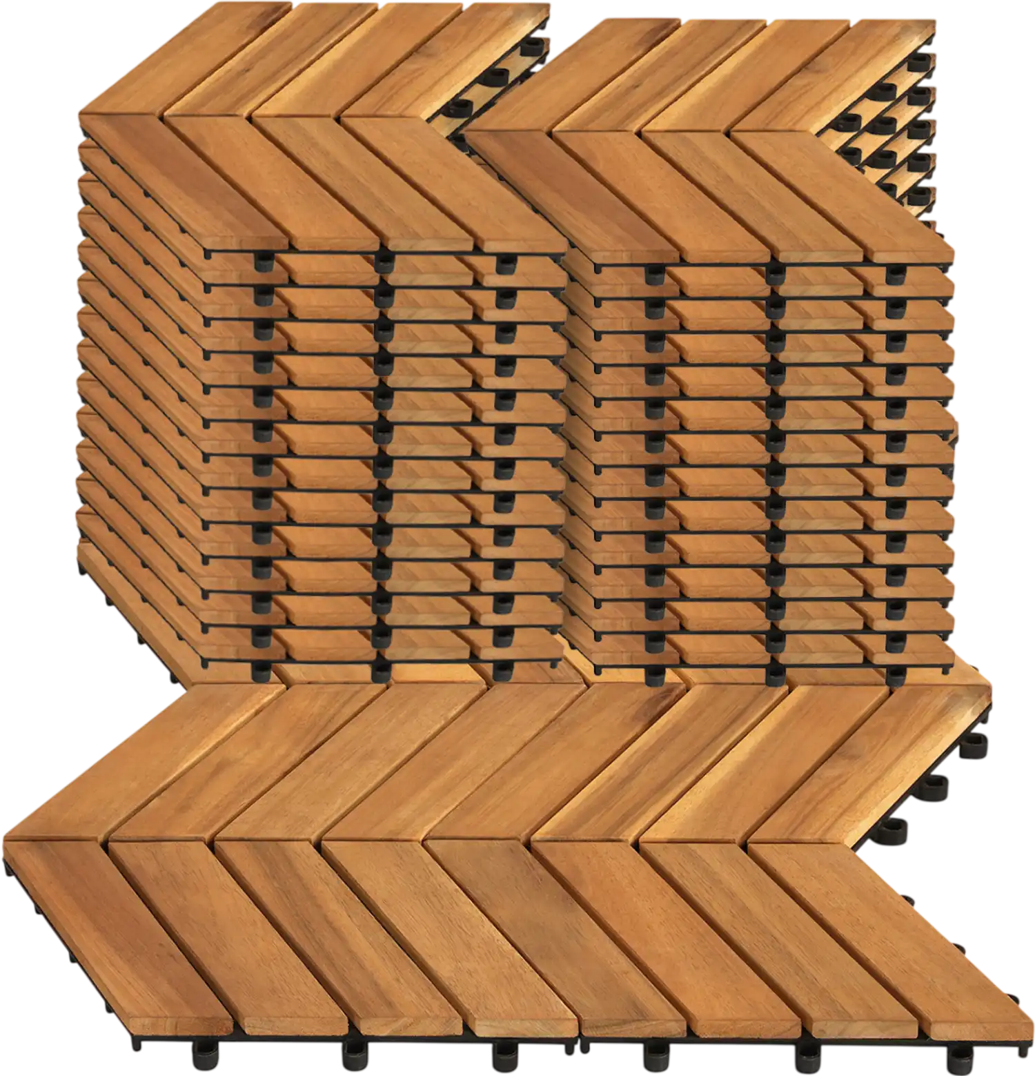 Costway 30-Pc Acacia Wood Interlocking Deck Tiles 12