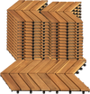 Acacia wood interlocking deck tiles in a natural finish, ideal for outdoor patios, balconies, and poolside areas.