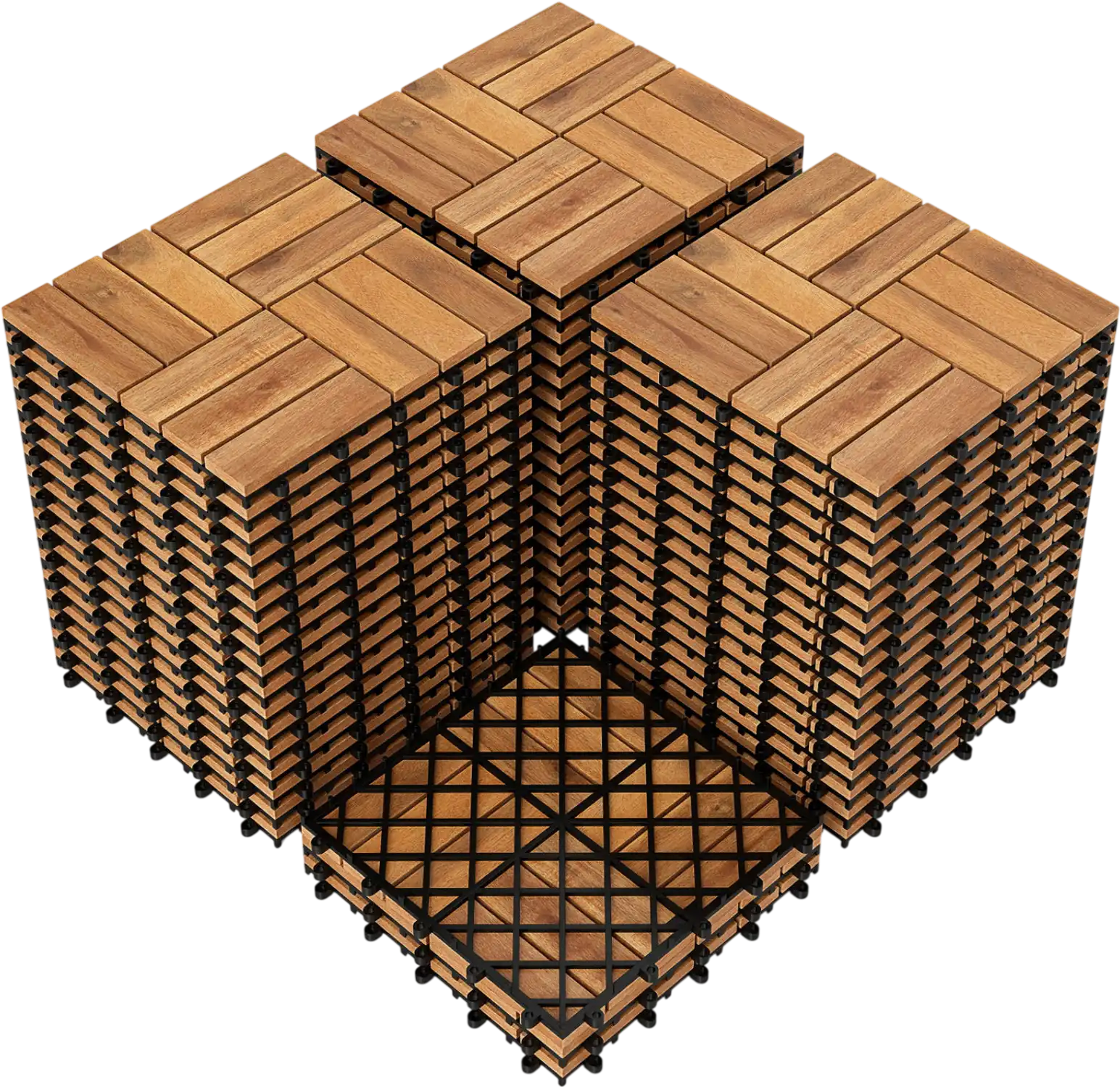 Costway Acacia Wood Interlocking Deck Tiles 12