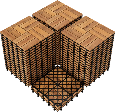 Costway Acacia Wood Interlocking Deck Tiles 12