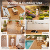 Acacia wood interlocking deck tiles in a natural finish, ideal for outdoor patios, balconies, and poolside areas.