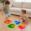 Colorful 12" x 12" toddler sensory floor tiles encourage interactive play while promoting sensory development and safety.