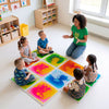 Colorful 12" x 12" toddler sensory floor tiles with anti-skid backing, ideal for promoting sensory development during play.