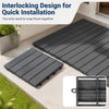 Gray 12” x 12” waterproof PP plastic interlocking deck tiles with a non-slip surface, ideal for quick patio installation.