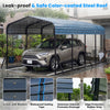 Heavy-duty 12 x 20 feet galvanized steel carport with waterproof color-coated roof, providing all-weather protection.