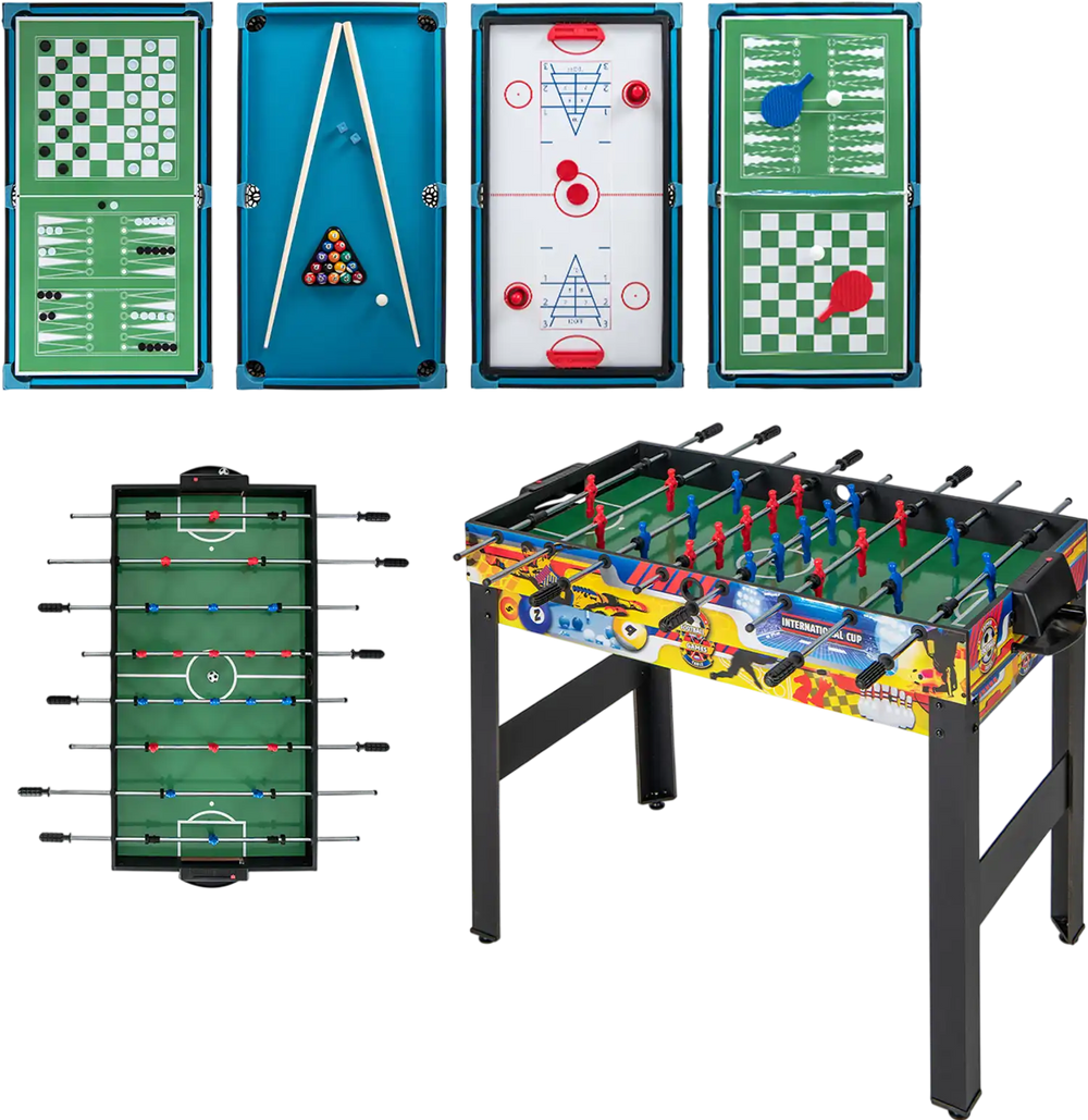 12-in-1 Combo Game Table Set with Foosball Air Hockey Pool Chess and Ping Pong