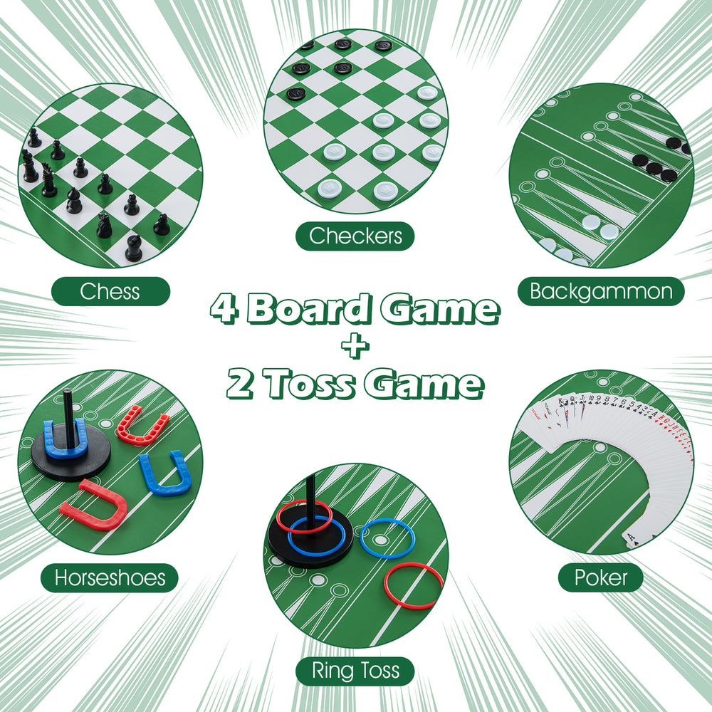 12-in-1 game table set featuring chess, checkers, backgammon, and poker for versatile indoor entertainment.