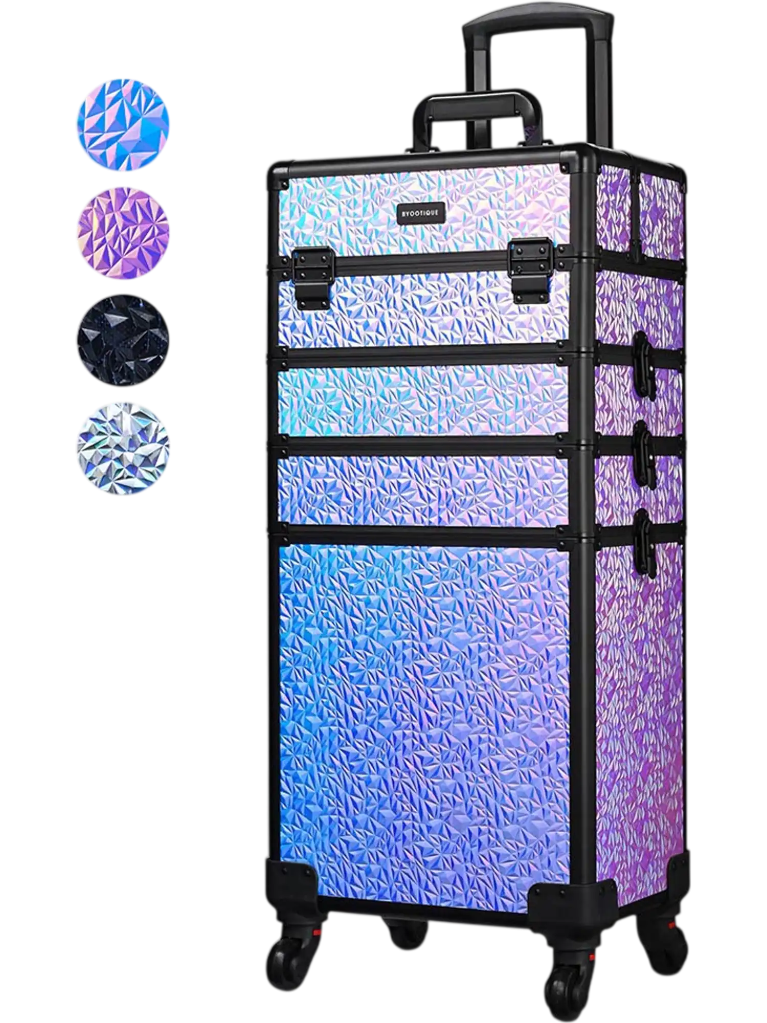 Yescom Rolling Makeup Case 4 in 1 Aluminum Keylock Mermaid Black New