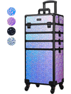 Yescom Rolling Makeup Case 4 in 1 Aluminum Keylock Mermaid Black New
