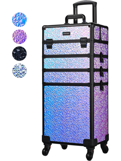 Yescom Rolling Makeup Case 4 in 1 Aluminum Keylock Mermaid Black New