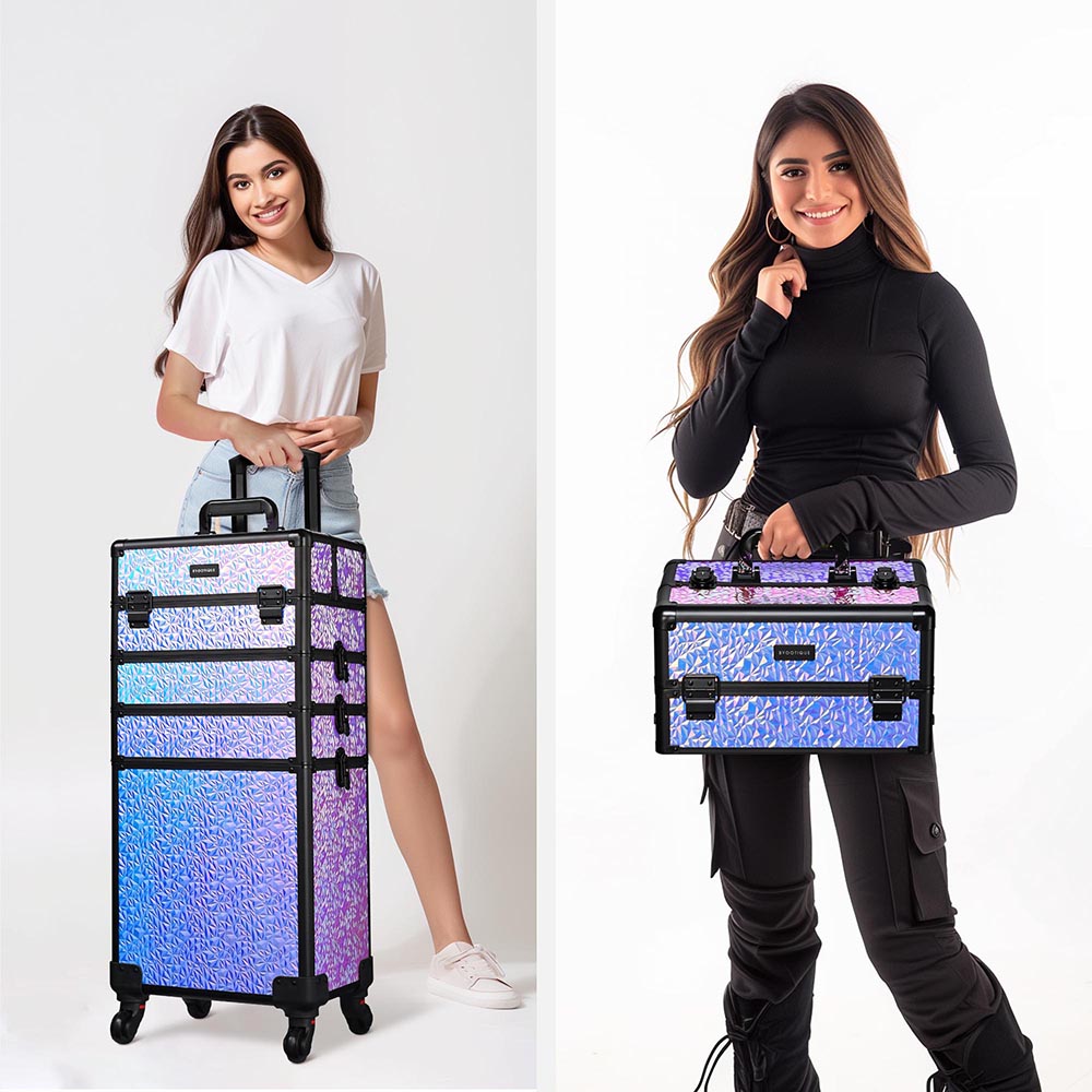 Yescom Rolling Makeup Case 4 in 1 Aluminum Keylock Mermaid Black New