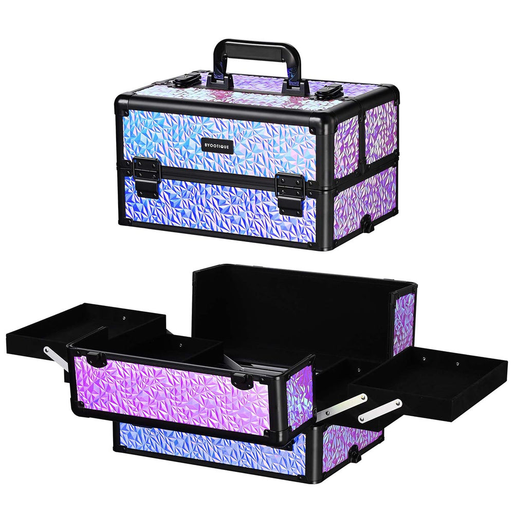 Yescom Rolling Makeup Case 4 in 1 Aluminum Keylock Mermaid Black New