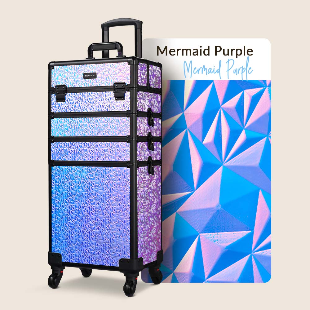 Yescom Rolling Makeup Case 4 in 1 Aluminum Keylock Mermaid Black New
