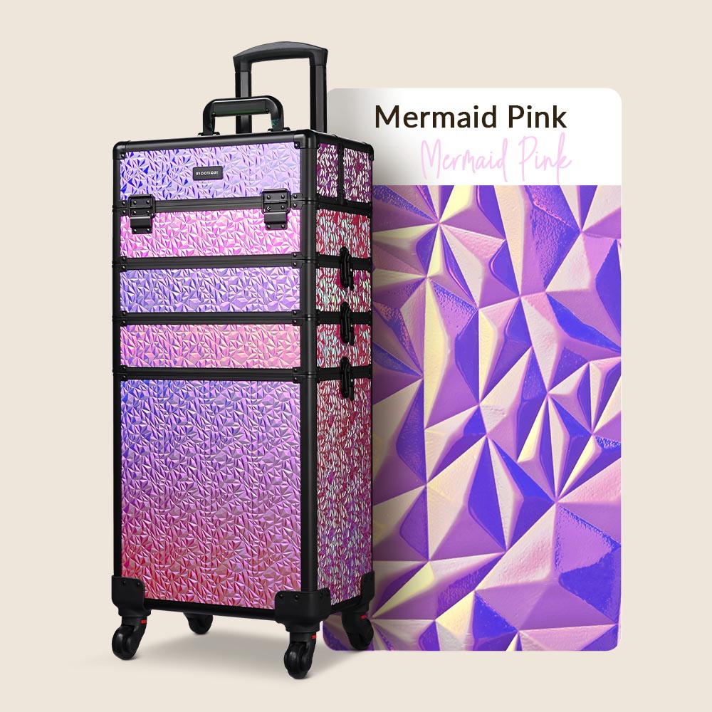 Yescom Rolling Makeup Case 4 in 1 Aluminum Keylock Mermaid Black New