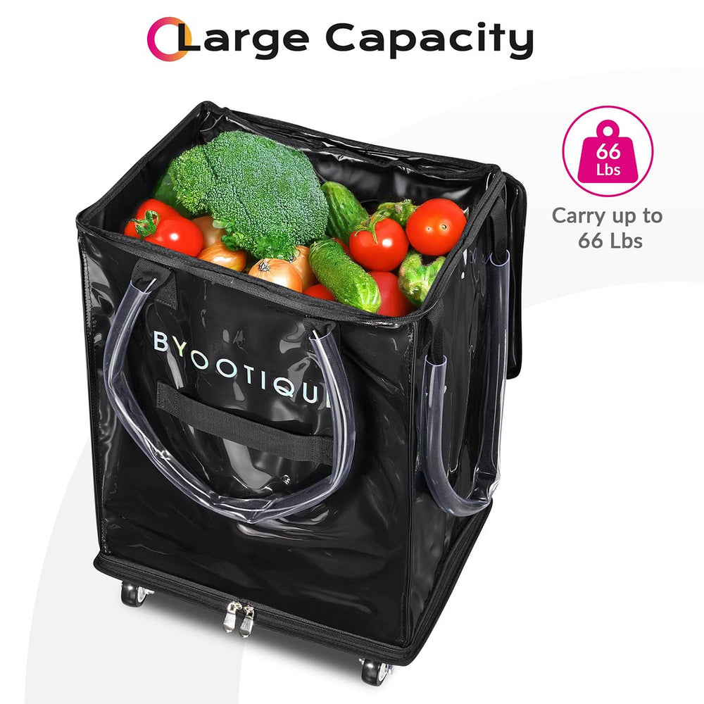 Yescom Rolling Grocery Tote with 5 Wheels & 3 Handles New