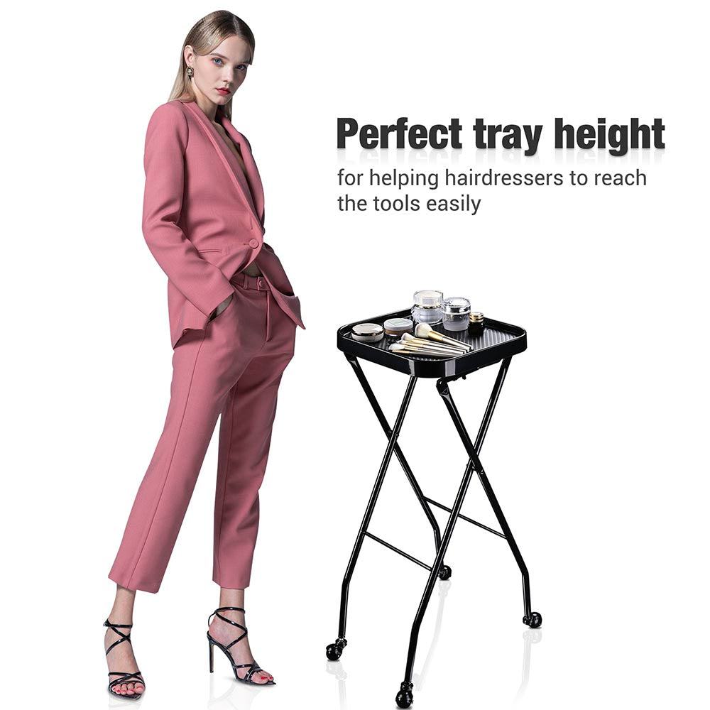 Yescom Salon Trolley Tray Black Foldable New