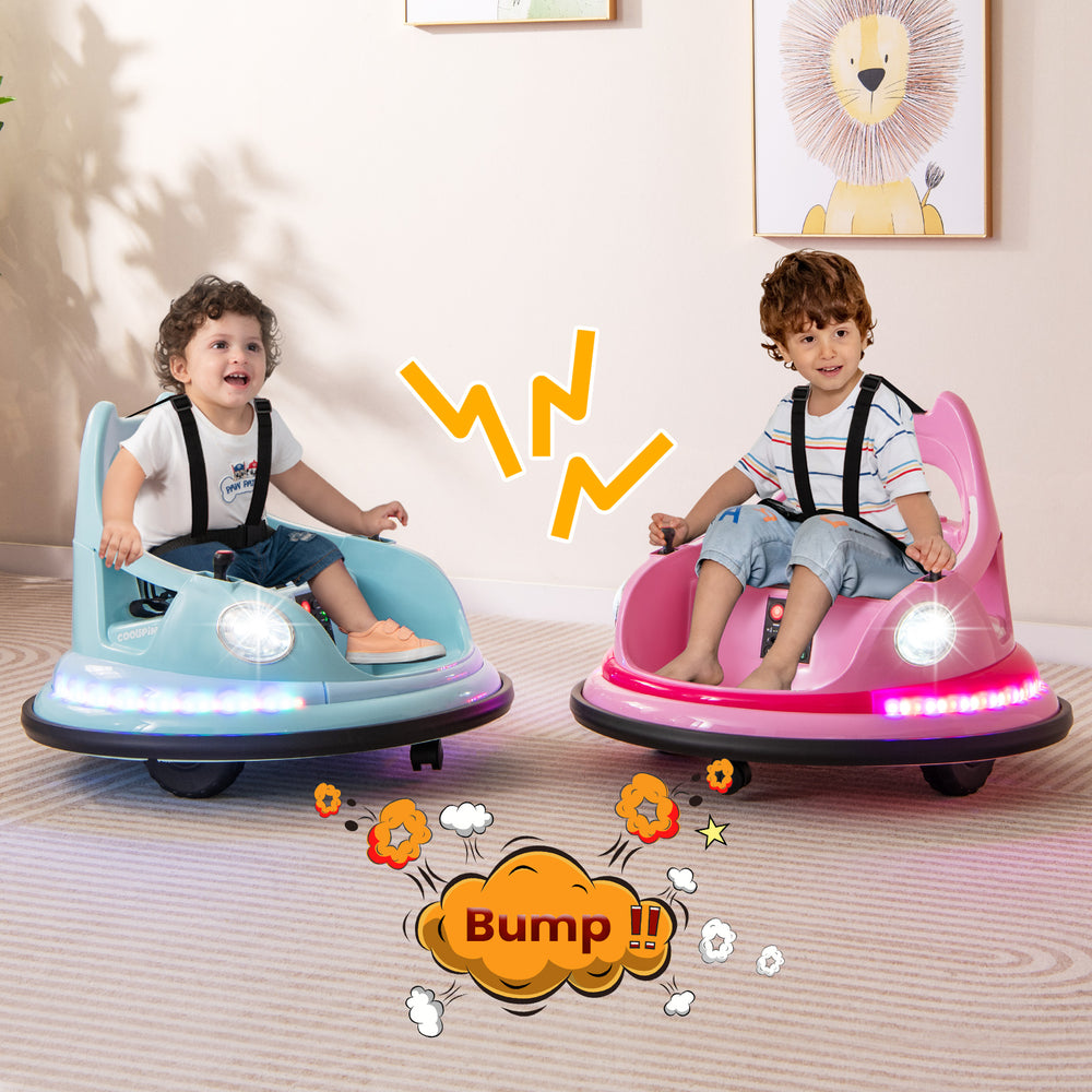 12V Kids Ride On Bumper Car with Remote Control and Dual Joysticks-Blue - Gallery View 1 of 11