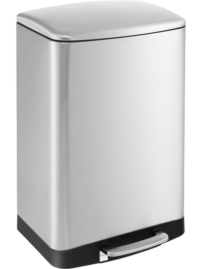 Costway 13.2 Gal Stainless Steel Trash Can with Lock Device 48936517 New