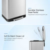 Stainless steel trash can with a soft close lid, 13.2 gal capacity, and lock device for easy waste management.
