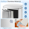 Close-up of the 13.2 Gal stainless steel trash can, featuring anti-fingerprint and scratch-proof layers for durability.