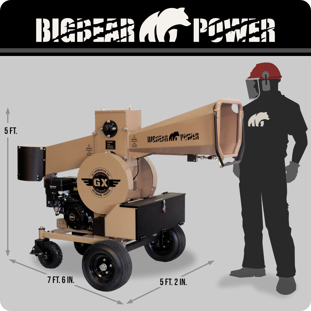 BigBear Power BBC82 Kinetic Loghog Logger 5" 15 HP Engine Gas Powered Commercial Self Feeding Electric Start New