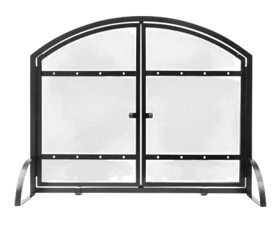 Pleasant Hearth Harper 1-Panel 31 by 39 in. Fireplace Screen with Doors Black New