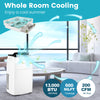Portable 13000 BTU air conditioner in white with app control, 4-in-1 design, and adjustable air supply for 600 sq. ft.