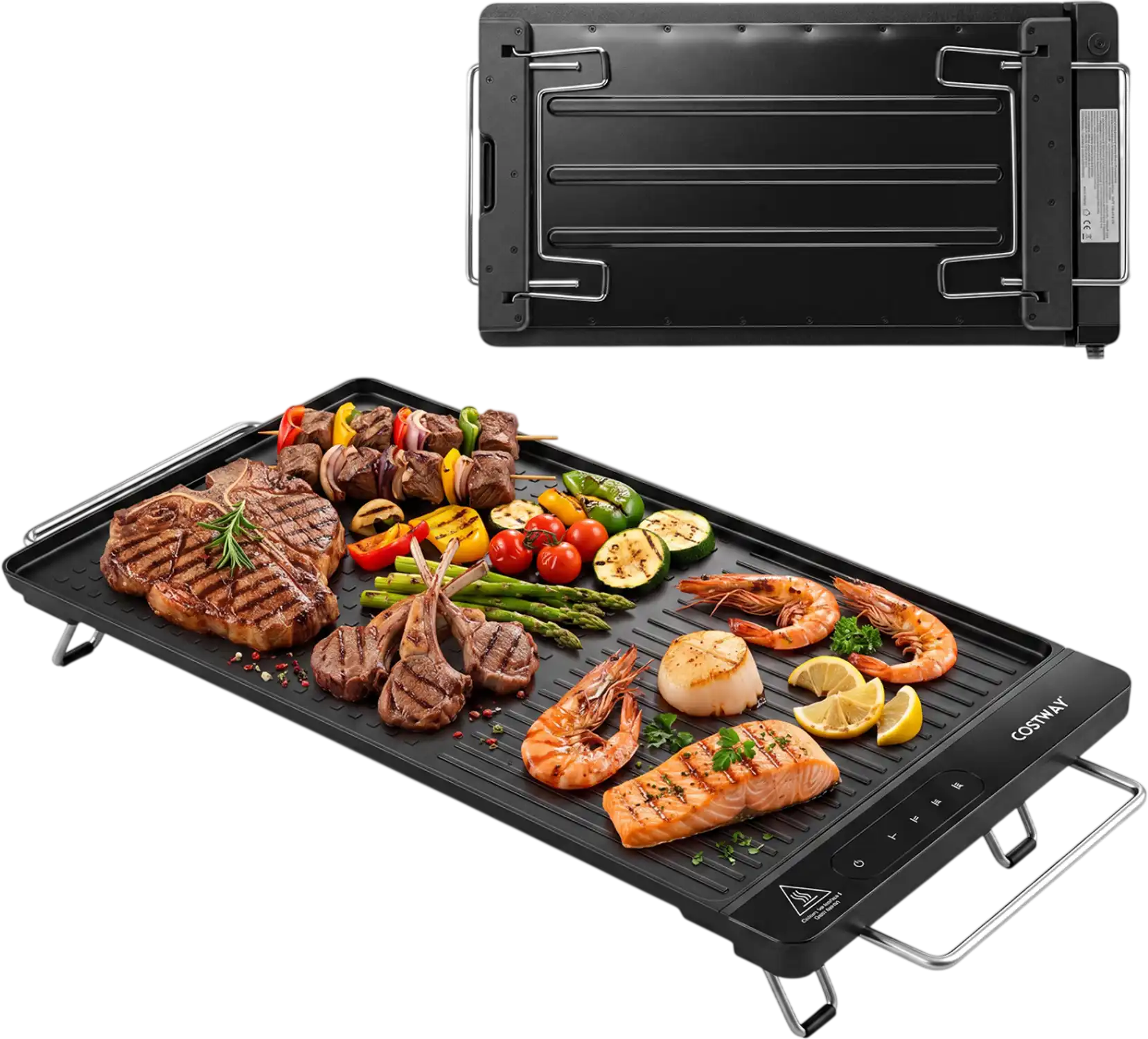 Costway 1300W Indoor Electric Grill Removable Touch Panel 13140536 New