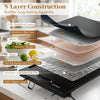 Indoor electric grill with removable touch panel, 1300W, 8-layer construction, ideal for BBQs and family dinners.