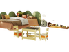 3-IN-1 Kids Furniture: Kids Table Chairs Set + Bookshelf + White Play Kitchen Sets