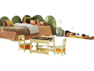 Costway 3-in-1 Kids Table & Chairs Bookshelf Play Kitchen Set 78672644 New