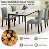 Mid-century modern dining chair set with gray polyester fabric and reliable rubber wood legs, perfect for dining areas.