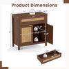 Sideboard storage cabinet with rattan doors, featuring a large drawer and adjustable shelf for versatile organization.