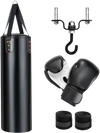 Fitness Room Bundle: Hanging Punching Bag Set + Folding Treadmill