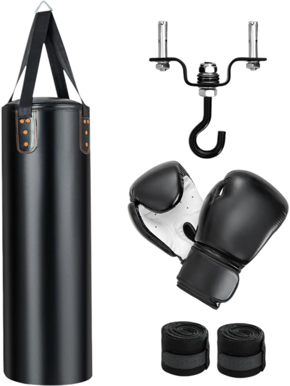 Fitness Room Bundle: Hanging Punching Bag Set + Folding Treadmill