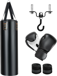 Fitness Room Bundle: Hanging Punching Bag Set + Folding Treadmill