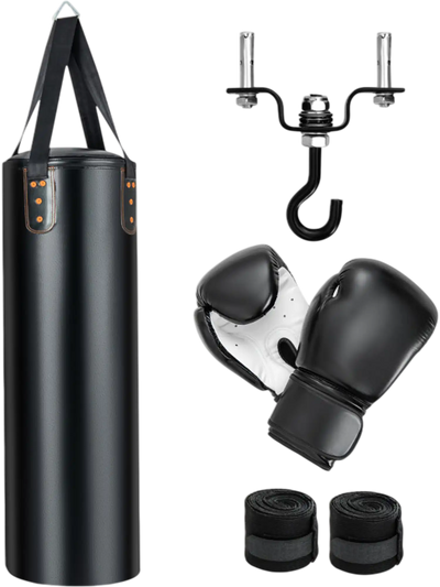 Costway Fitness Room Bundle Punching Bag Set Folding Treadmill 52831607 New