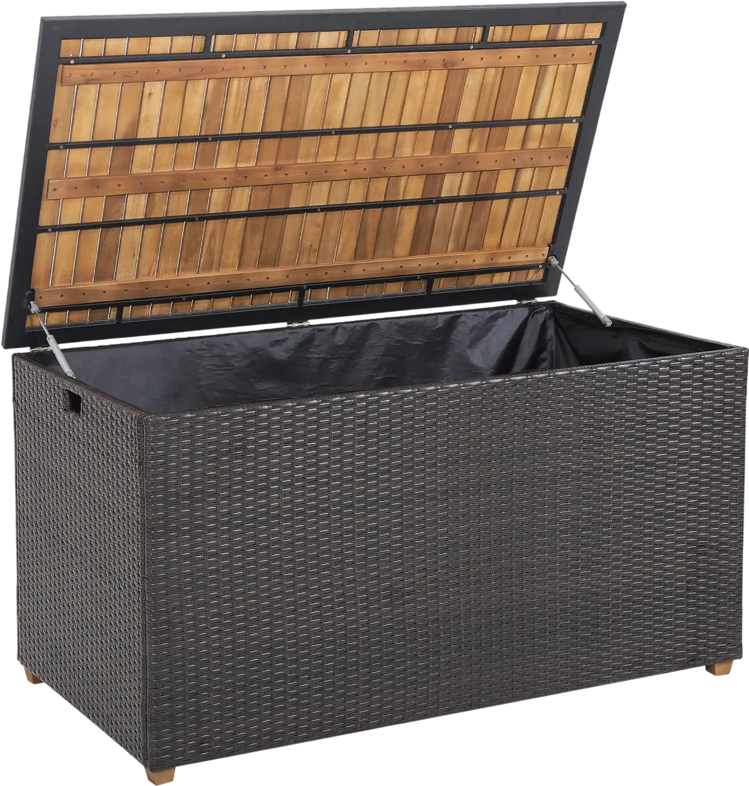 Costway 134 Gallon Rattan Storage Box Solid Acacia Wood Top Zippered Liner 91638745 New
