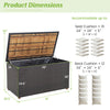 Rattan storage box with solid acacia wood top, 134-gallon capacity, ideal for patio side table or outdoor storage.