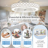 19-inch white ceiling fan with light, 6-speed settings, ideal for rooms up to 215 sq.ft, featuring a low-profile design.