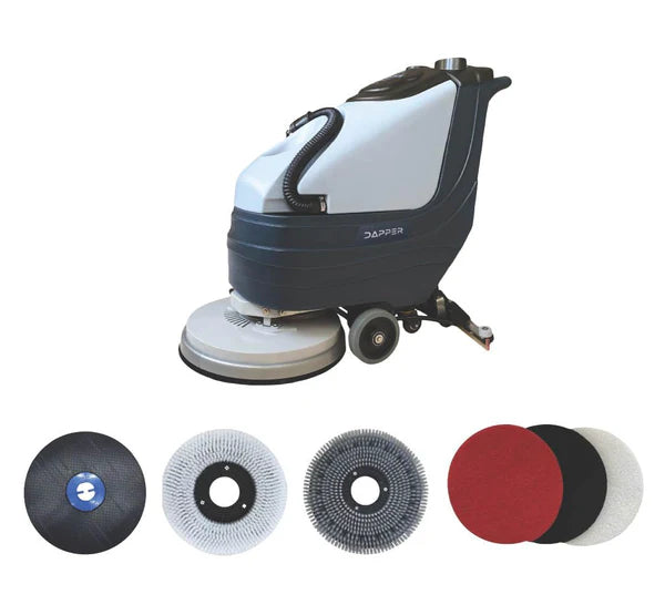 Dapper Supply Floor and Carpet Scrubber Battery Powered Walk Behind 19" Brush 13.5 Gal. Tank New