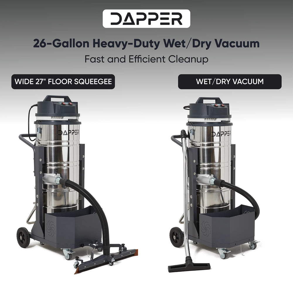 Dapper Supply Industrial Vacuum Wet/Dry 26.5 Gal. 3.3 HP 222 CFM Dual Motor New