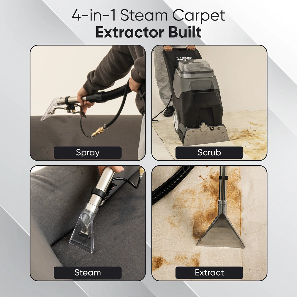 Dapper Supply Carpet Extractor 4-in-1 Cold Water Machine with Steam Upholstery & Floor Wand New