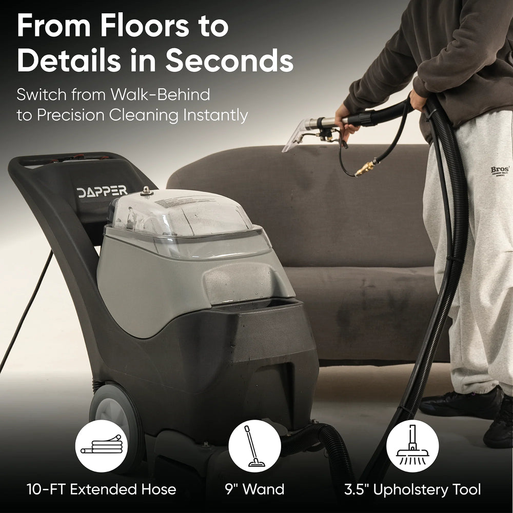 Dapper Supply Carpet Extractor 4-in-1 Cold Water Machine with Steam Upholstery & Floor Wand New