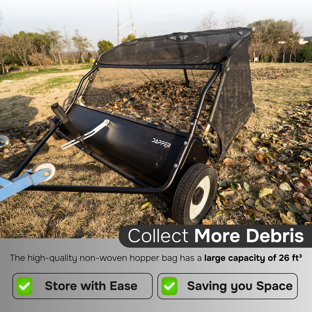 48" Tow Behind Lawn Sweeper with 26 cu. ft Hopper Bag