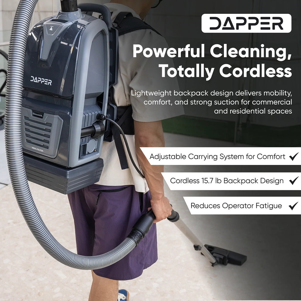 Dapper Supply Commercial Backpack Vacuum & Blower 1 Gal. Battery Powered with Accessories New