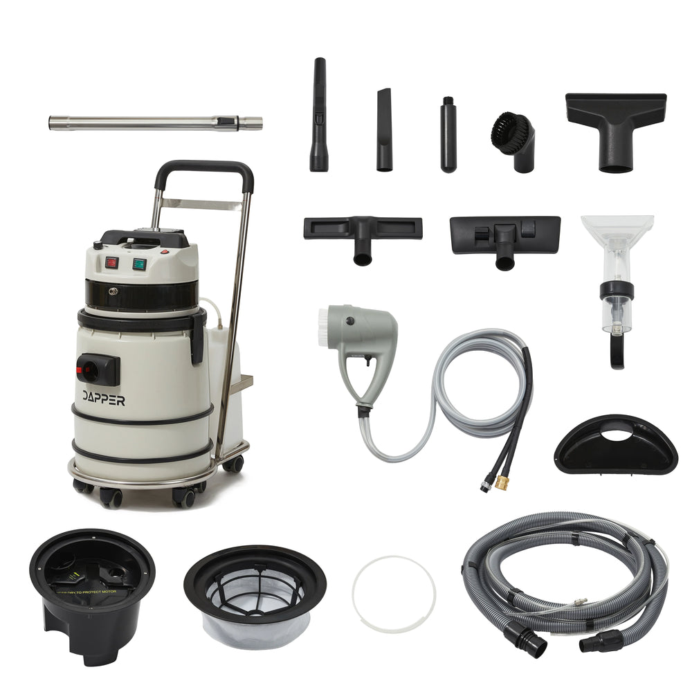 Dapper Supply Vacuum Cleaner Wet/Dry with Steam Cold Water Extraction Scrub Brush 2.5 Gal Tank New